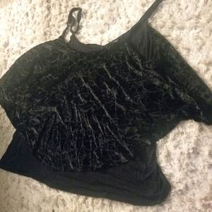 Torrid 3 layered crush velvet black dressy tank